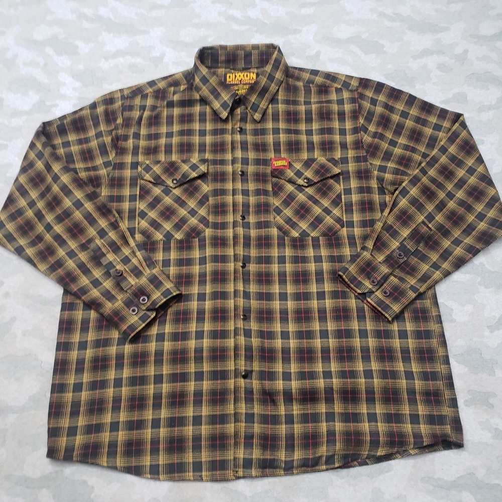 Dixxon Flannel Shirt Men 2XL Brown Plaid Proper Baggers Pearl Snap Long Sleeve
